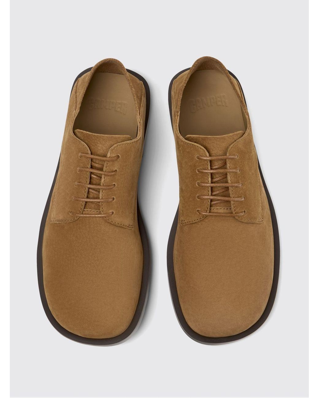 Camper Brown Don Suede Derby Shoes for men