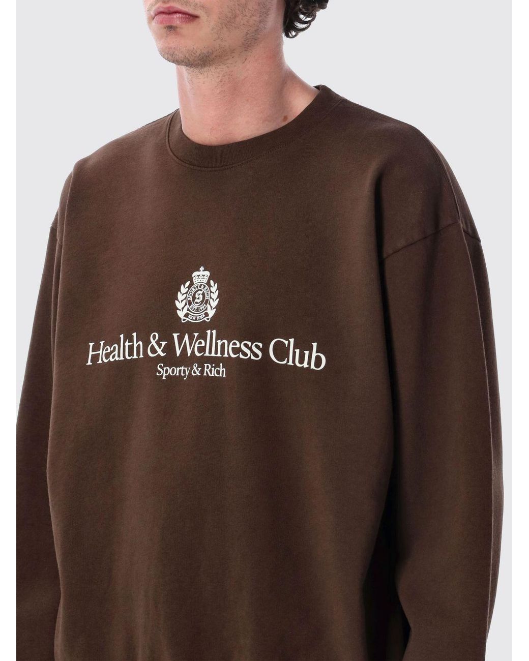 Sporty & Rich Brown Sporty &Amp Rich Cotton Crewneck Sweatshirt With Logo for men