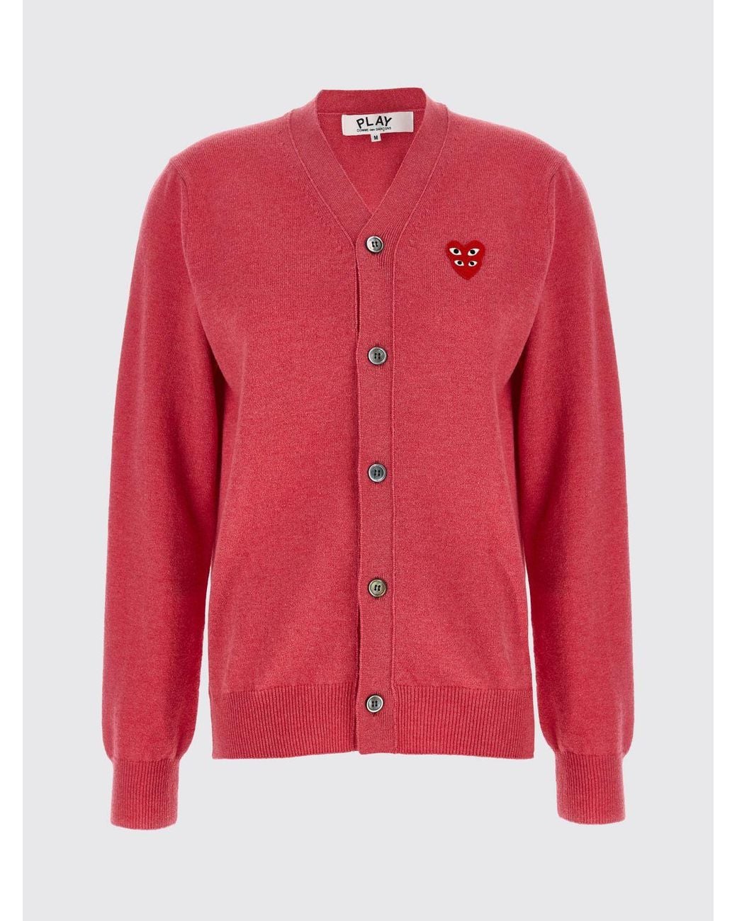 COMME DES GARÇONS PLAY Red Comme Des Gar&Ccedil	Ons Play V-Neck Wool Cardigan With Heart Logo Patch