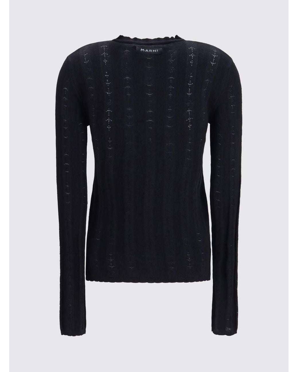 Marni Blue Slim Fit Wool And Silk Cardigan With Bow Detail