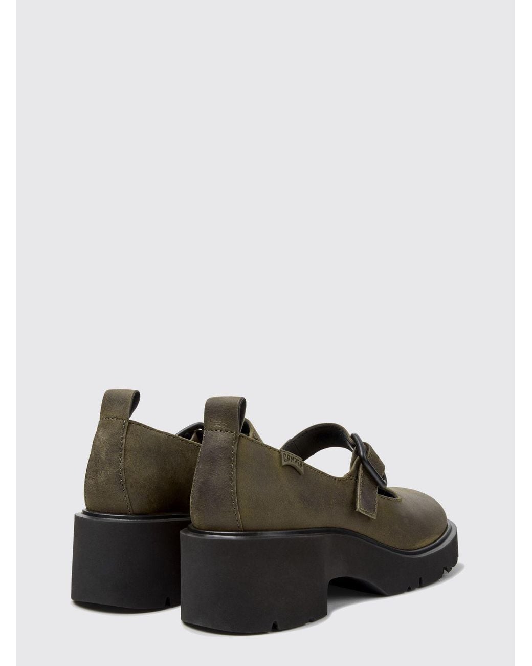 Camper White Milah Aged Leather Mary Jane Pumps With A Medium Heel And Strap