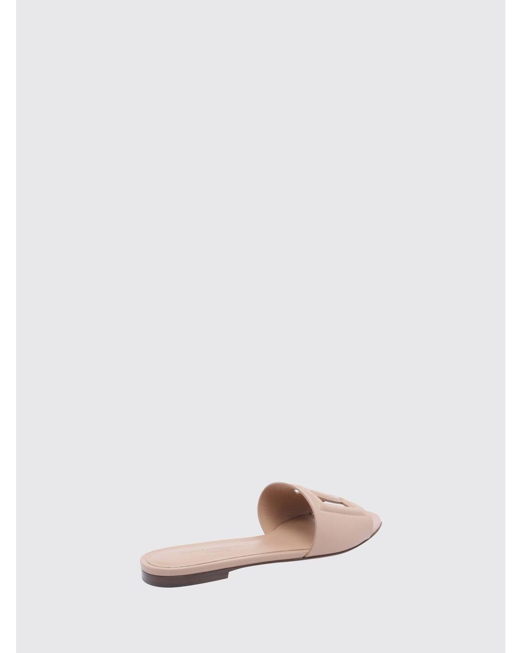 Dolce & Gabbana Pink Dolce &Amp Gabbana Leather Mule Sandals With Dg Monogram And Low Heel