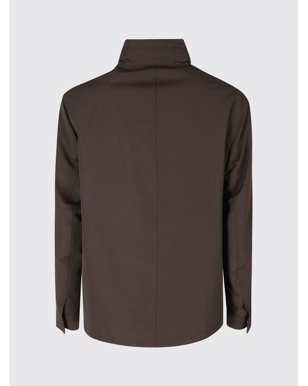 DUNO Brown Polyester Utility Parka With High Neck And Patch Pockets for men