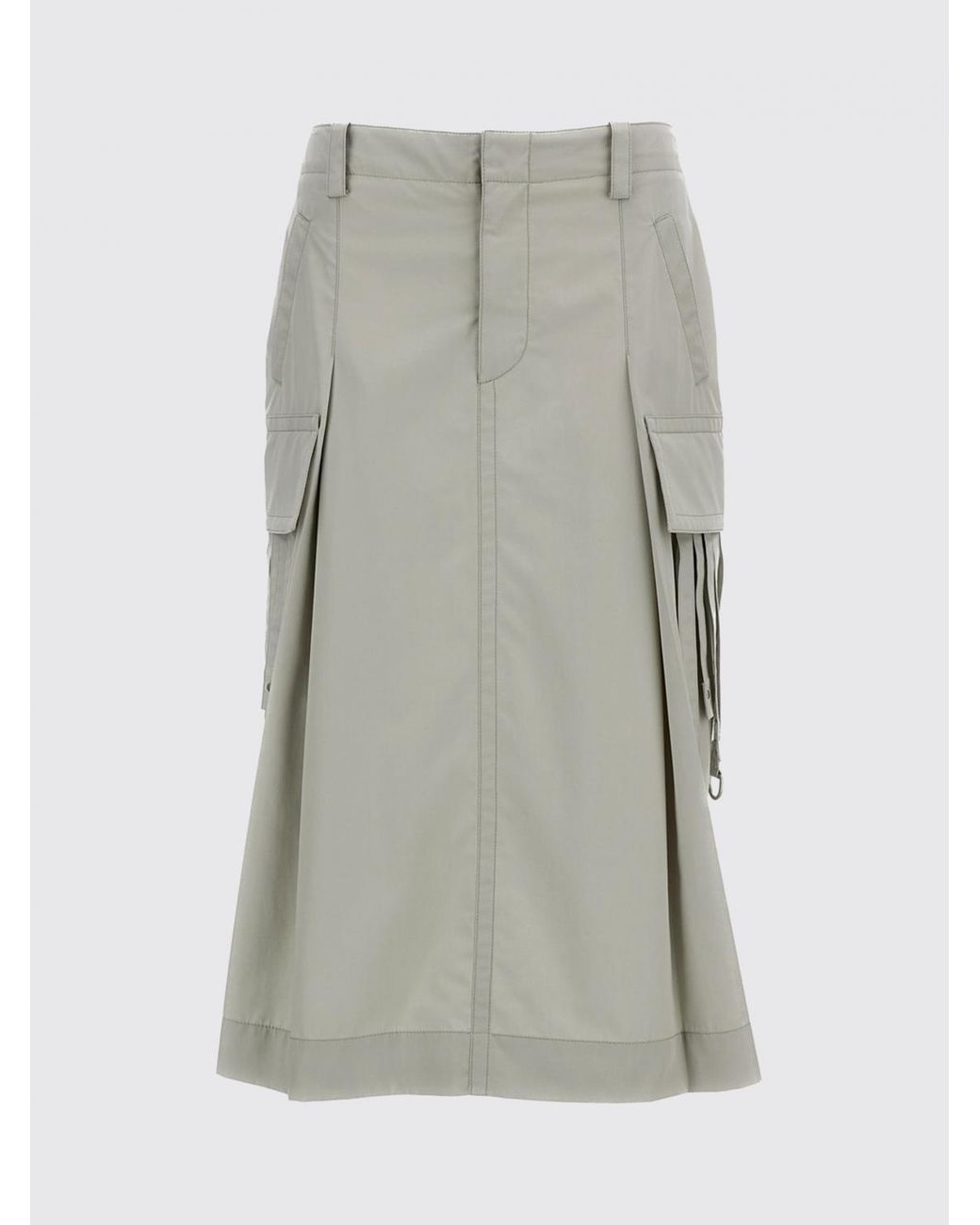 DURAZZI MILANO Gray Midi Cotton Cargo Skirt With Side Pockets
