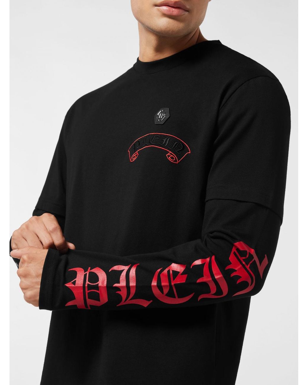 Philipp Plein Black Cotton T-Shirt With Logo for men