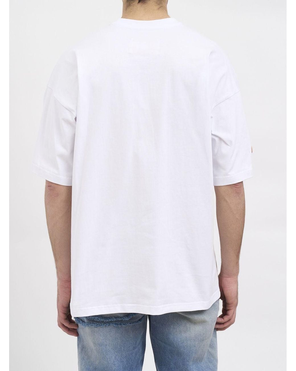 PDF White Printed Cotton T-Shirt for men