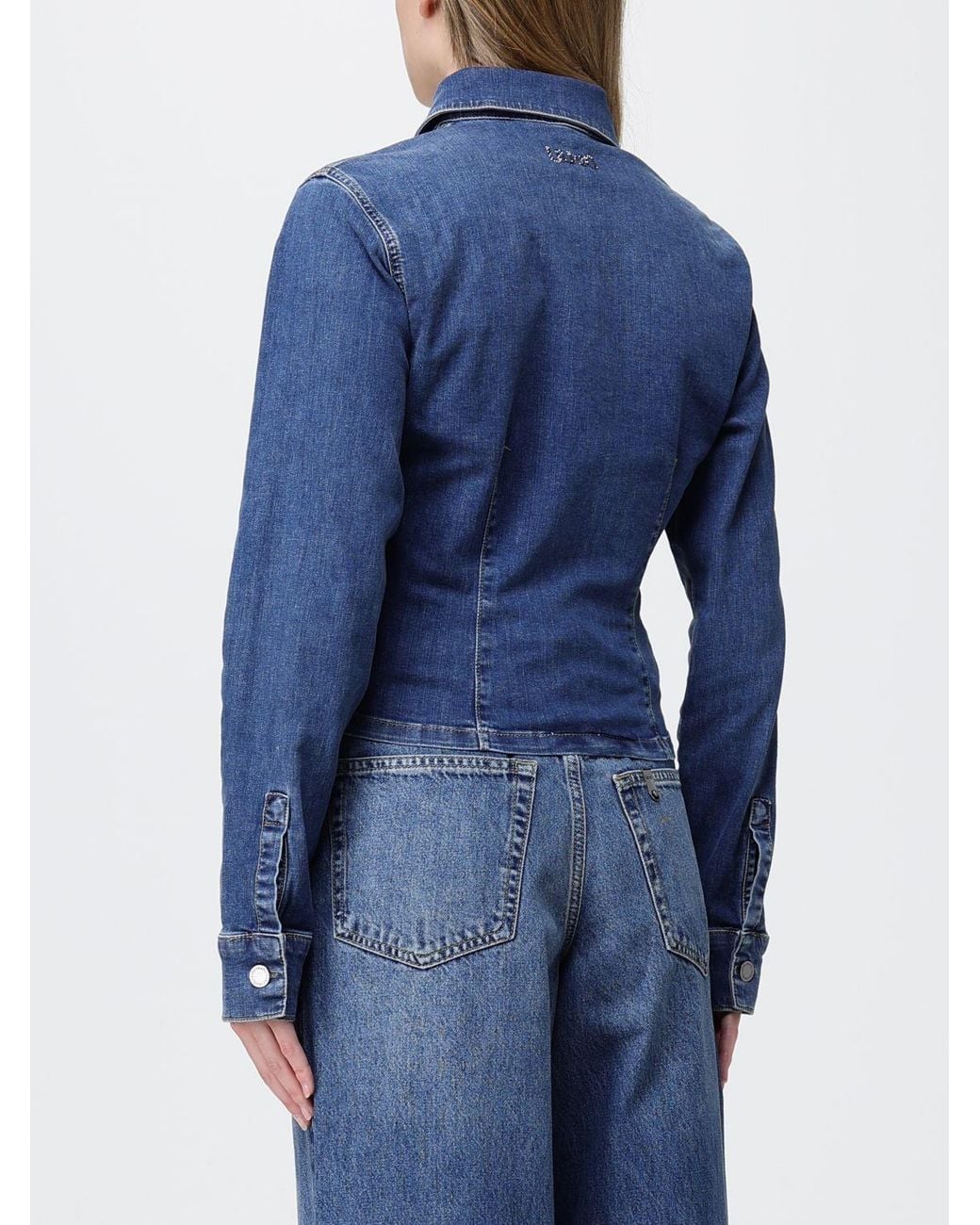 Liu Jo Blue Long-Sleeved Slim Fit Cotton Denim Bustier