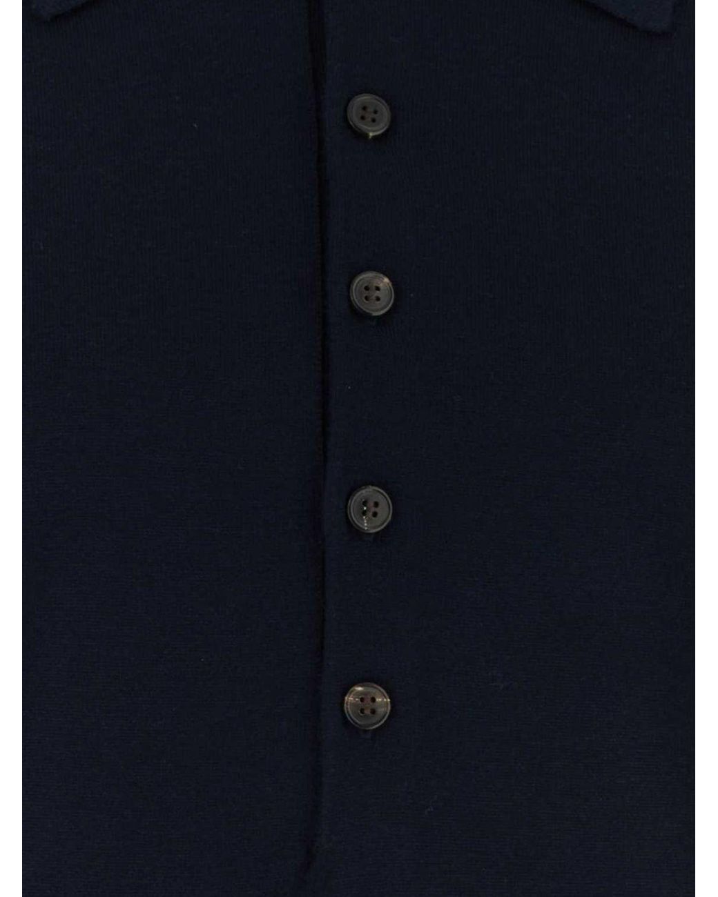 Dries Van Noten Blue Long-Sleeved Knitted Polo for men