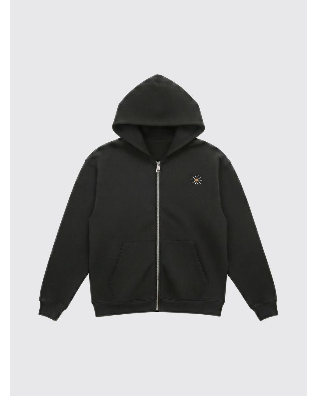 HTC Black Studded Cotton Zip-Up Hoodie for men