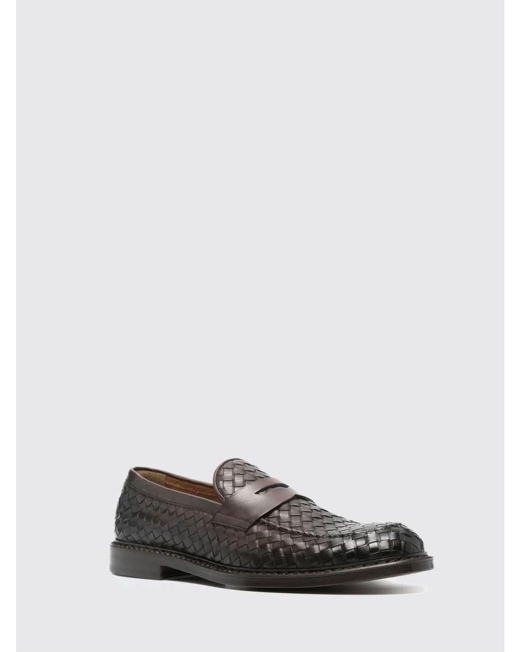 Doucal's White Woven Leather Loafers for men