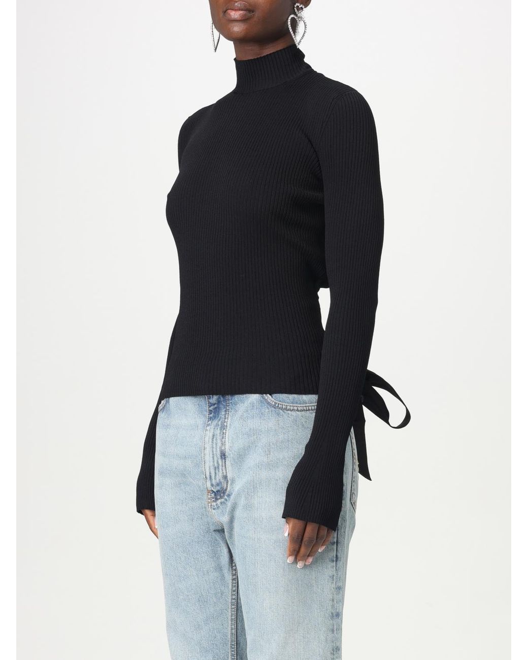 Balenciaga Blue Ribknit Mock Neck Sweater