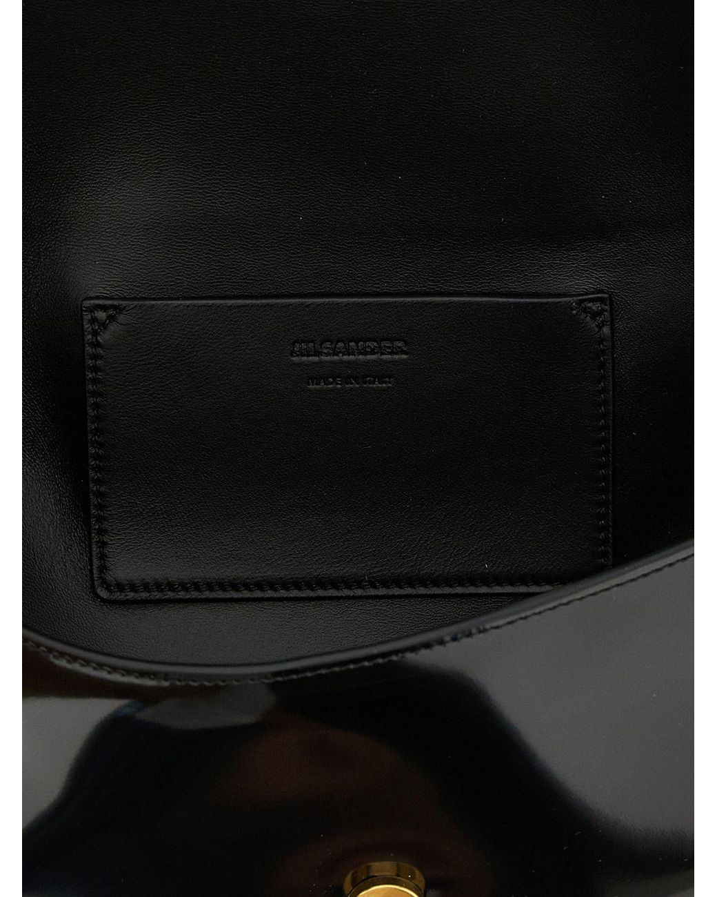Jil Sander Black Kante Brushed Calfskin Shoulder Bag With Flat Handle