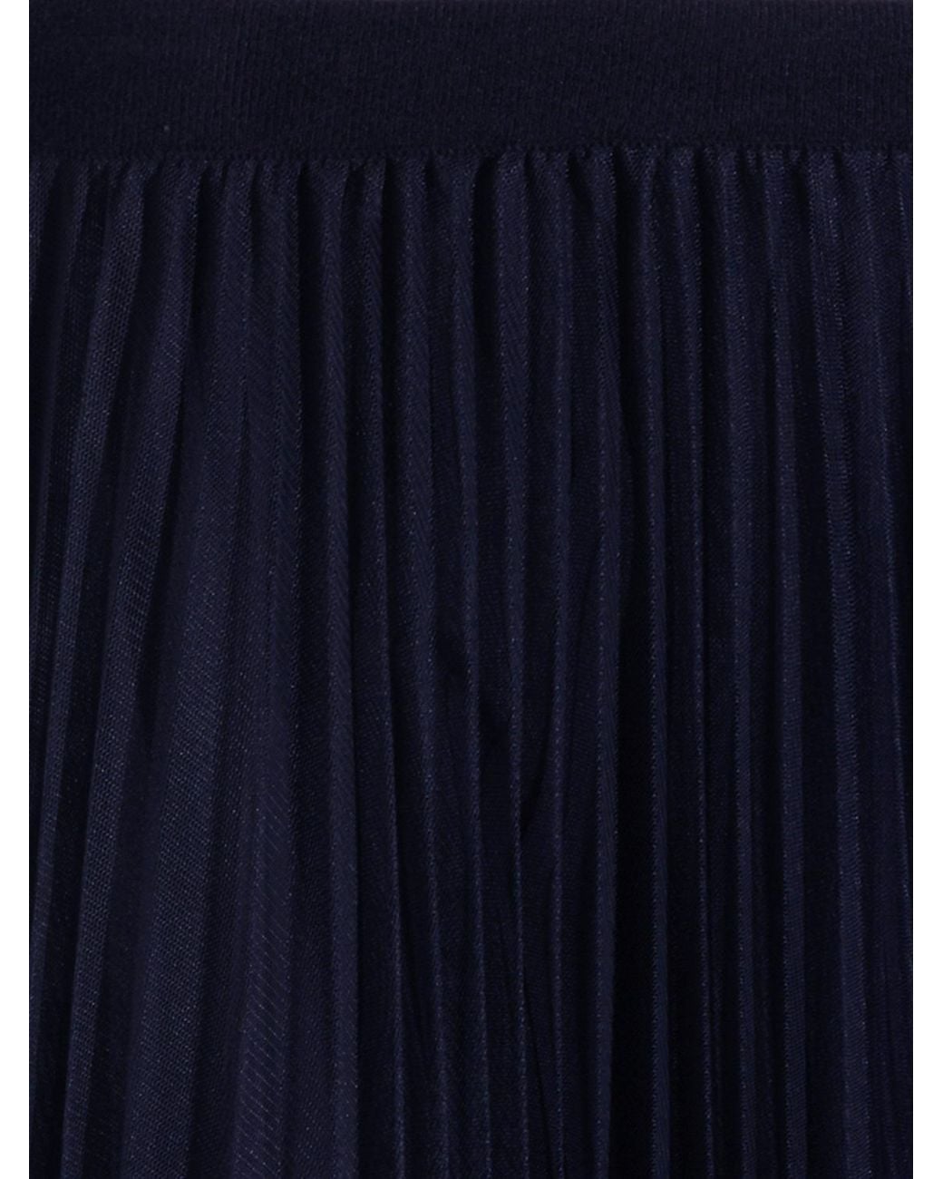 Fabiana Filippi Blue Pleated Crêpe Midi Skirt With A High Elasticated Waist