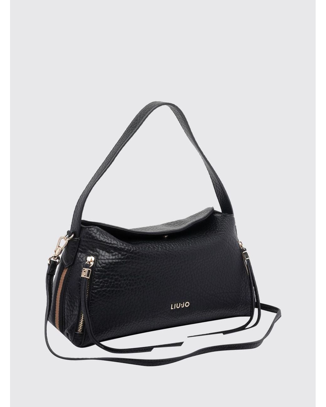 Liu Jo Black Grained Faux Leather Hobo Bag With Handle And Removable Strap
