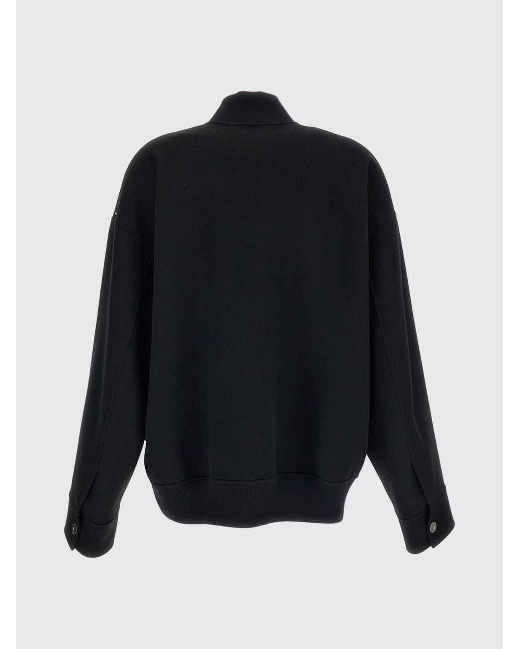 Sportmax Blue Cropped Pure Virgin Wool Bomber Jacket With Contrast Logo