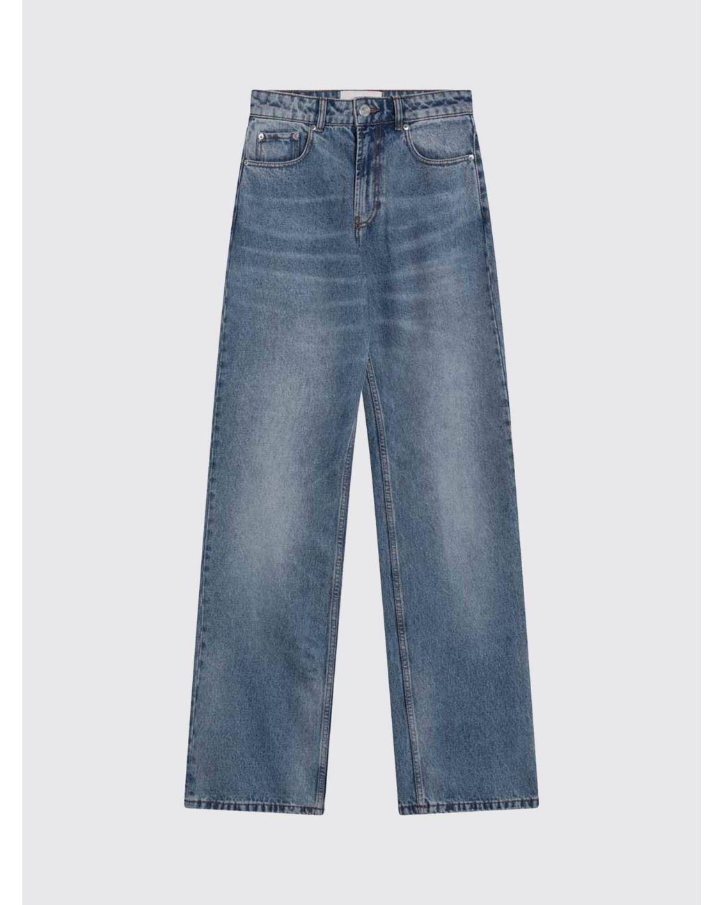 AMI Blue Mid-Rise Wide-Leg Five-Pocket Cotton Denim Jeans