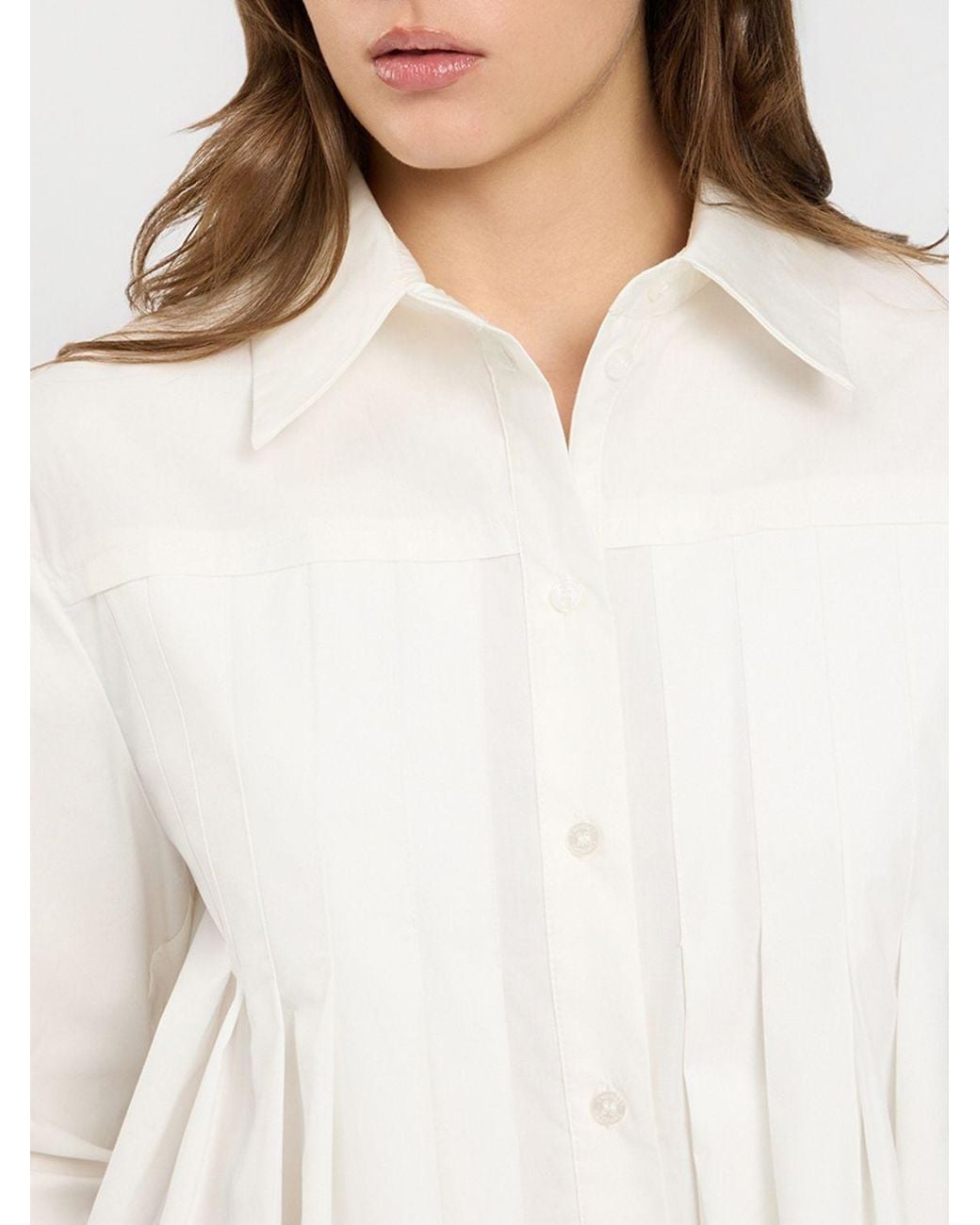 Twinset White Cotton Shirt With French Collar And Long Sleeves