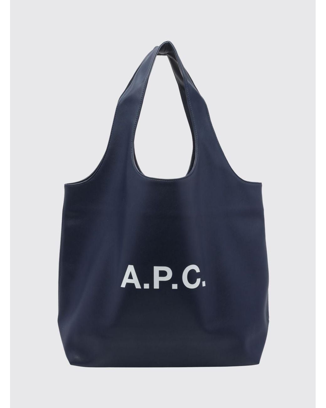 A.P.C. Blue Ninon Large Recycled Synthetic Leather Shoulder Bag With Printed Logo