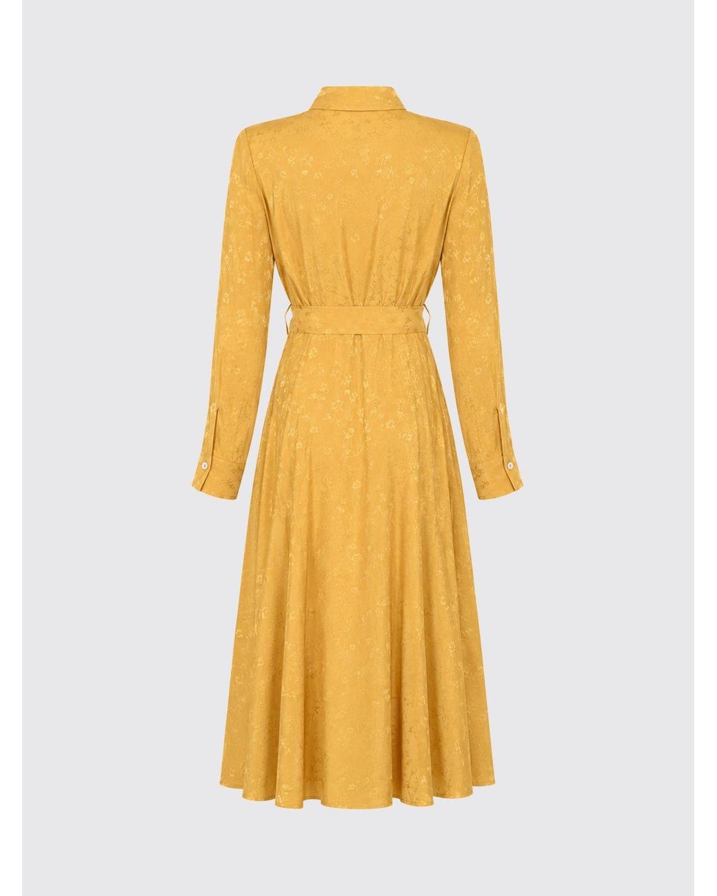 Pinko Yellow Floral Print Midi Shirtdress