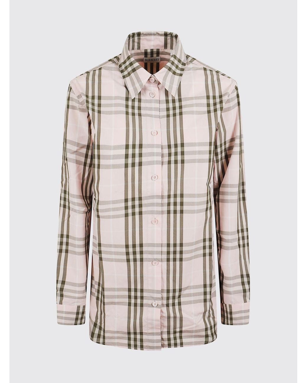 Burberry Red Long-Sleeved Cotton Shirt With Iconic Check Pattern