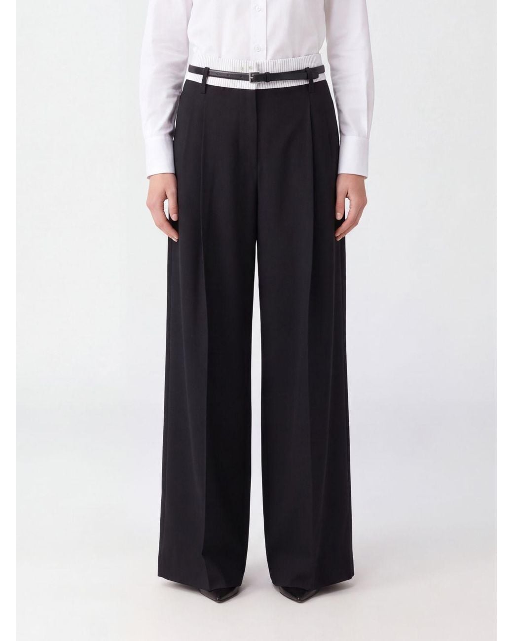 Alexander Wang Black Wide-Leg Wool And Mohair Blend Trousers With Pleats