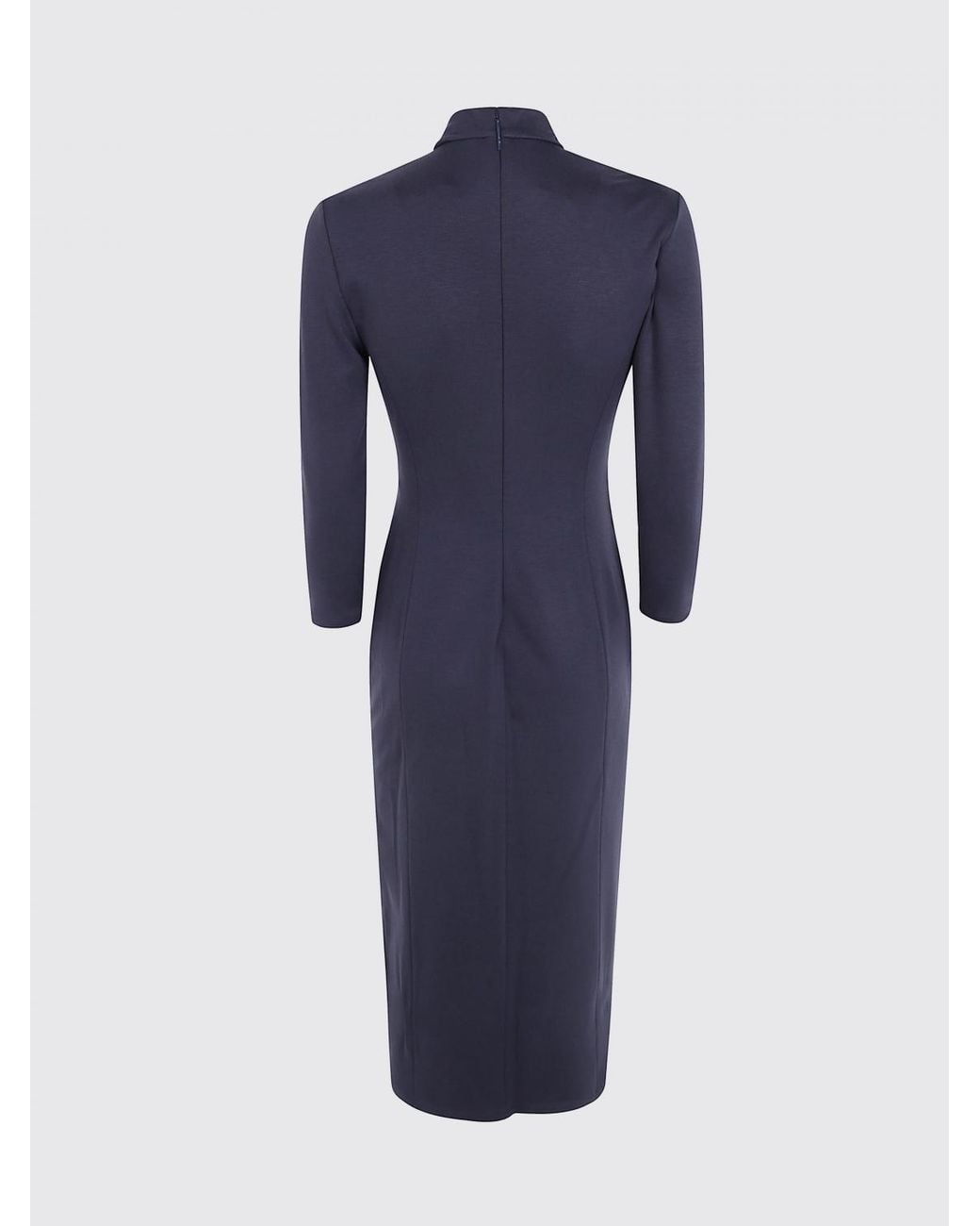 Giorgio Armani Blue Long-Sleeved Midi Sheath Dress