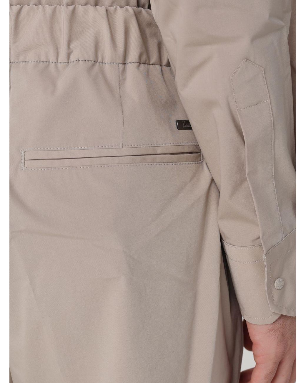Herno Natural Straight-Leg Technical Fabric Trousers With A Drawstring Waistband for men