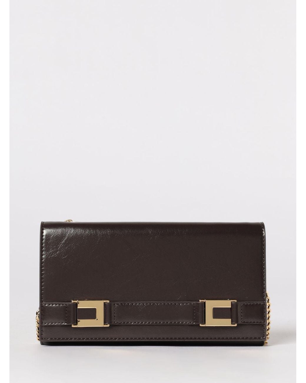 Elisabetta Franchi Gray Faux Leather Wallet Bag