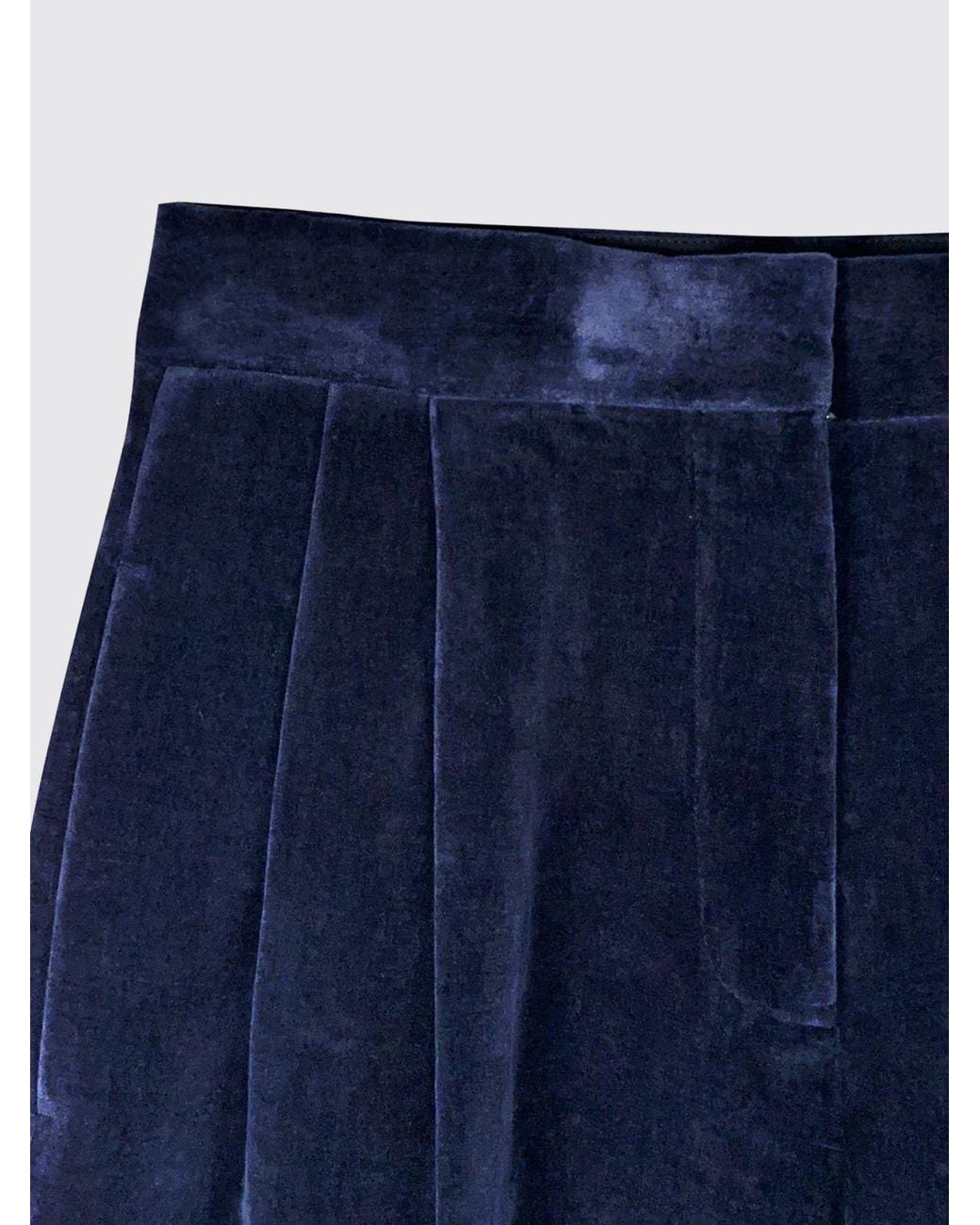 Jil Sander Blue Wide-Leg Pleated Velvet Tailored Trousers