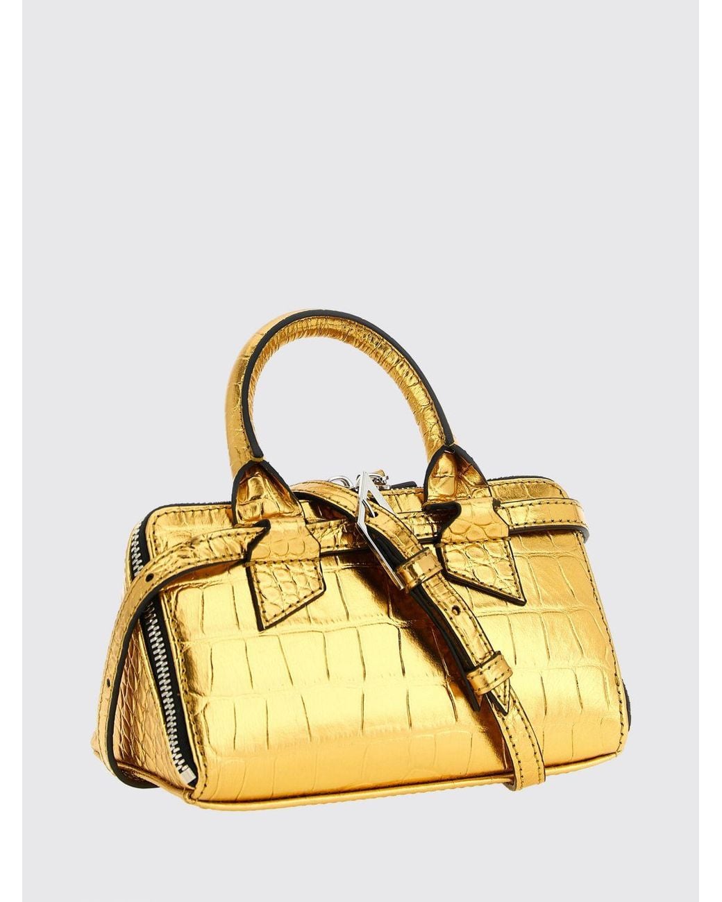 The Attico Metallic Friday Croc-Effect Laminated Leather Mini Handbag