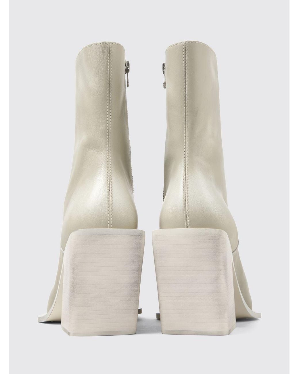 CAMPERLAB White Escandalo Smooth Leather Western Boots With Square Toe And Zip for men