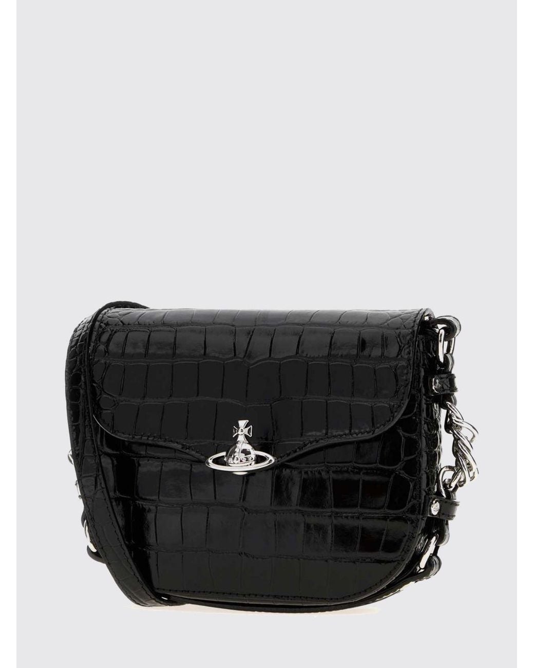 Vivienne Westwood Black Hunter Croc-Effect Leather Mini Crossbody Bag