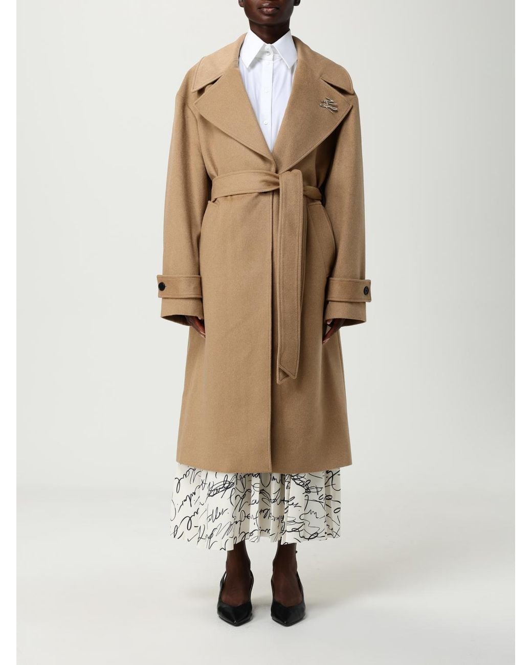 Karl Lagerfeld Natural Belted Coats