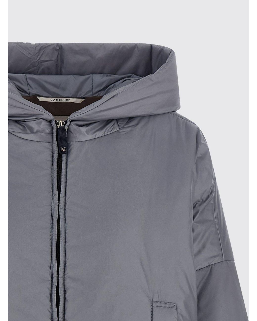 Max Mara Gray Hooded Short Down Jacket