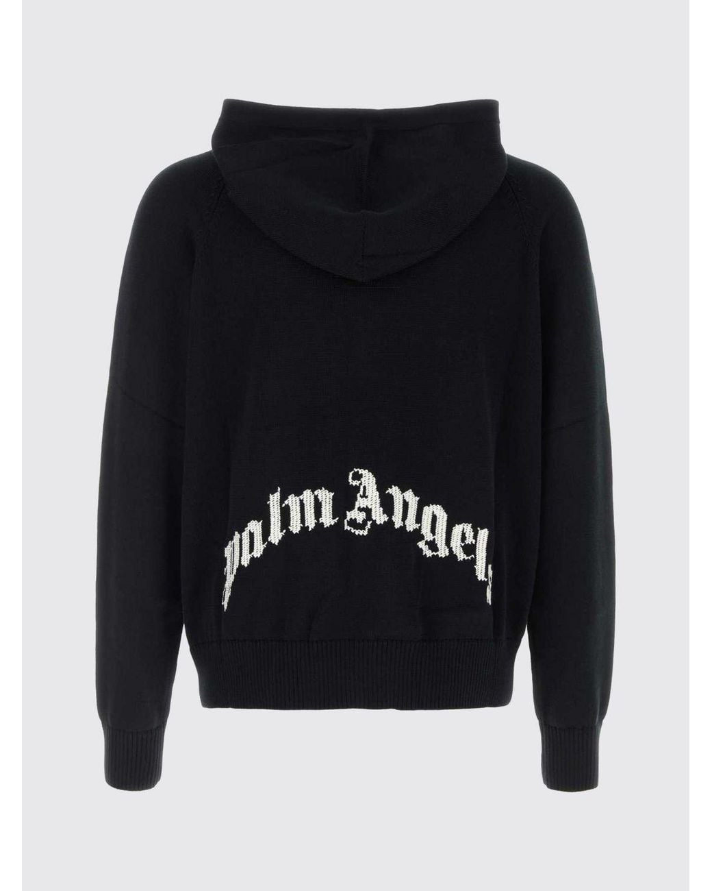 Palm Angels Blue Contrast Jacquard Logo Cotton Hoodie for men