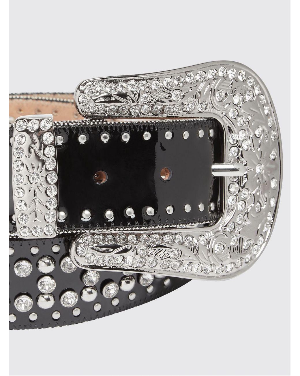 Cinturón De Piel Barnizada Con Tachuelas Y Cristales Philipp Plein de color Gray
