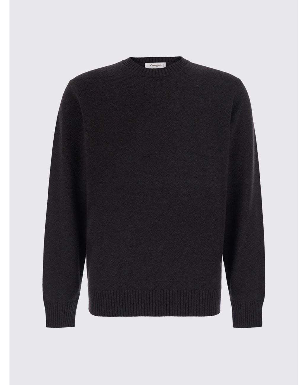 Kangra Blue Wool And Cashmere Blend Crewneck Sweater With Ribbed Trims for men