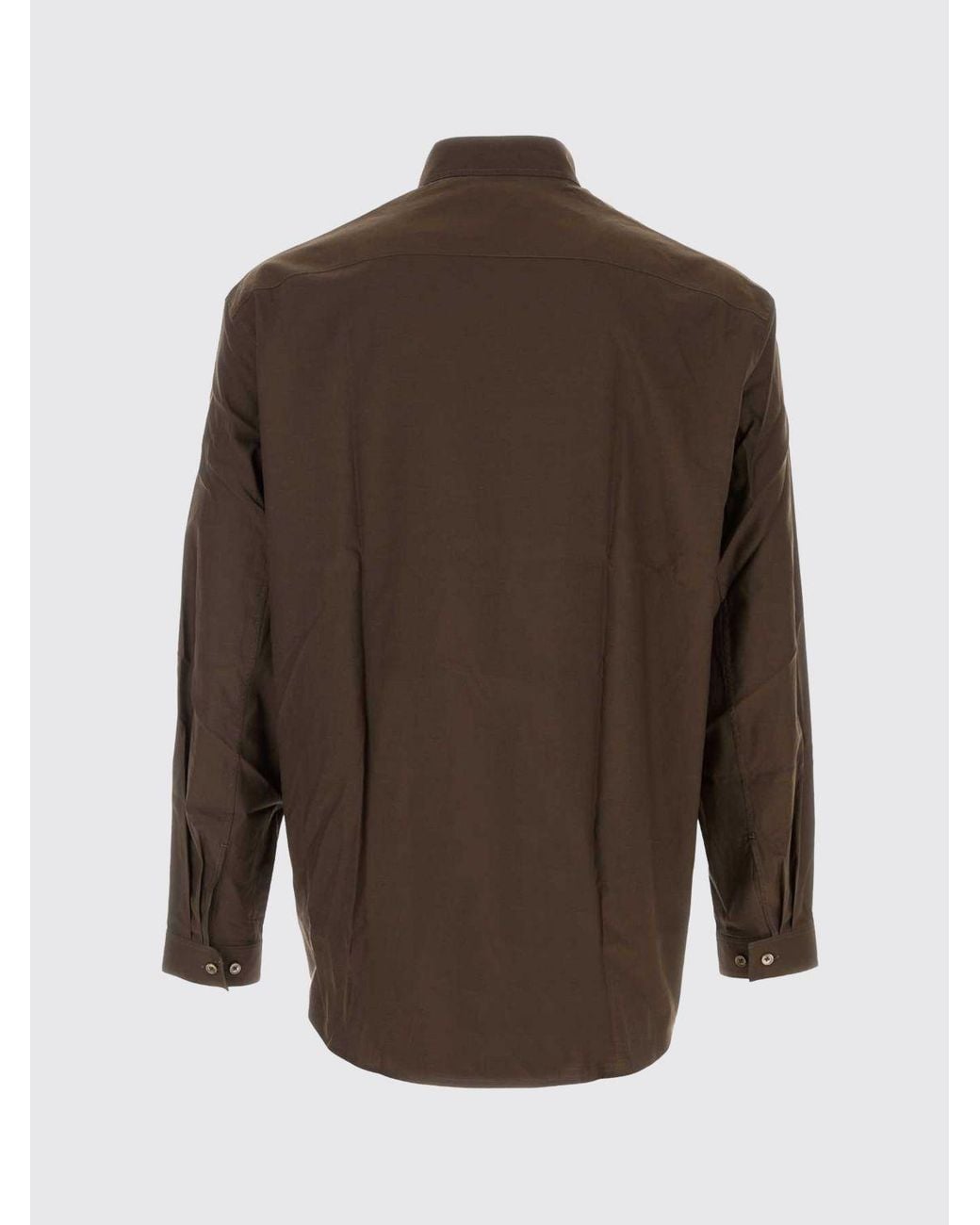 Lemaire Brown Mandarin Collar Long-Sleeved Shirt for men