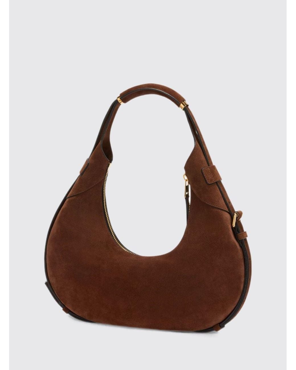 Moschino Couture Brown Suede Calfskin Shoulder Bag With Logo
