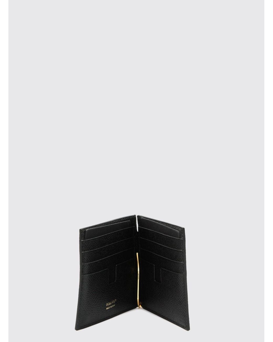 Tom Ford White Leather Bifold Wallet With Monogram And Money Clip for men