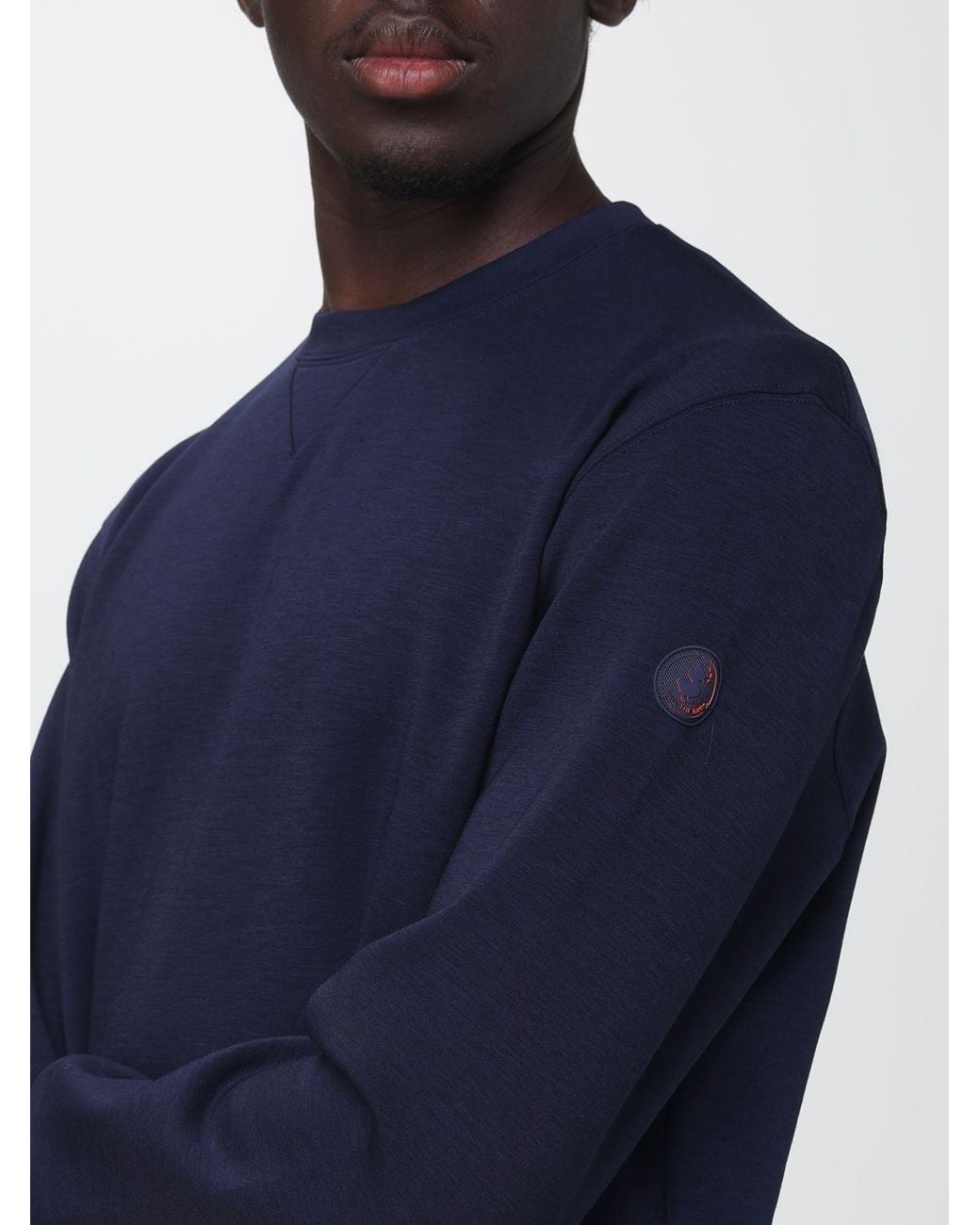 Save The Duck Blue Cotton Zip-Up Hoodie With Applied Logo for men
