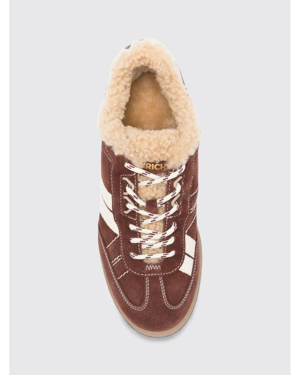 Woolrich Brown Bicolour Suede And Leather Low-Top Sneakers With Shearling Lining