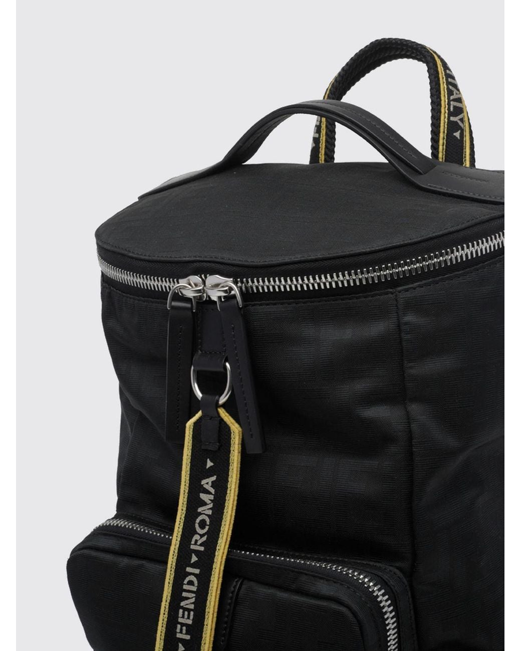 Fendi Black Tourist Technical Fabric Backpack With Ff Monogram And Adjustable Straps for men