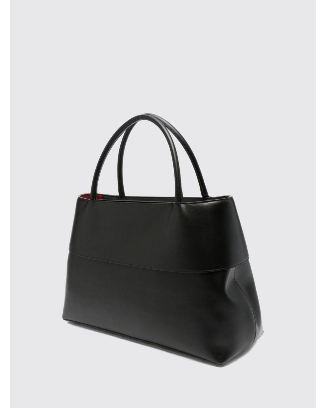 Totême  Black Mercer Mini Leather Handbag With Flared Design And Double Handles