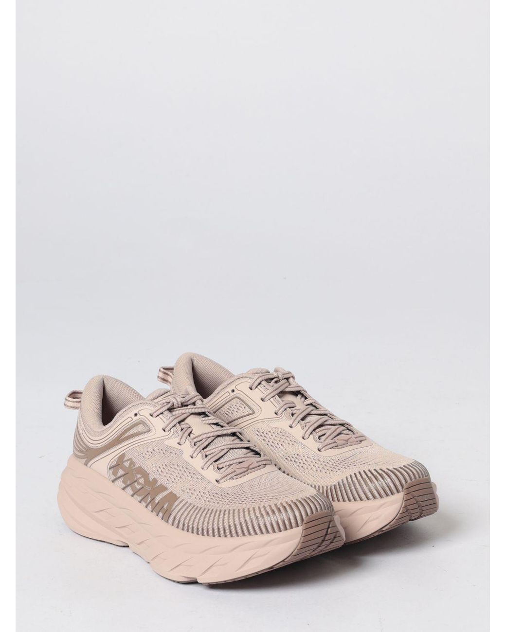 Hoka One One Pink Bondi 7 Technical Mesh Sneakers