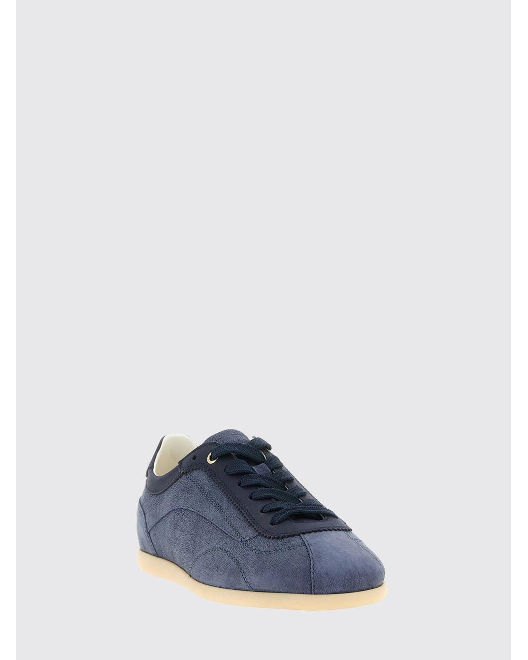 Brunello Cucinelli Blue Calfskin Low Top Sneakers for men