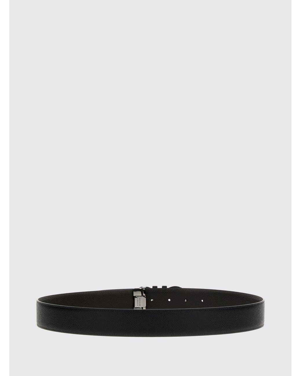 Ferragamo White Gancini Grained Calfskin Leather Belt for men