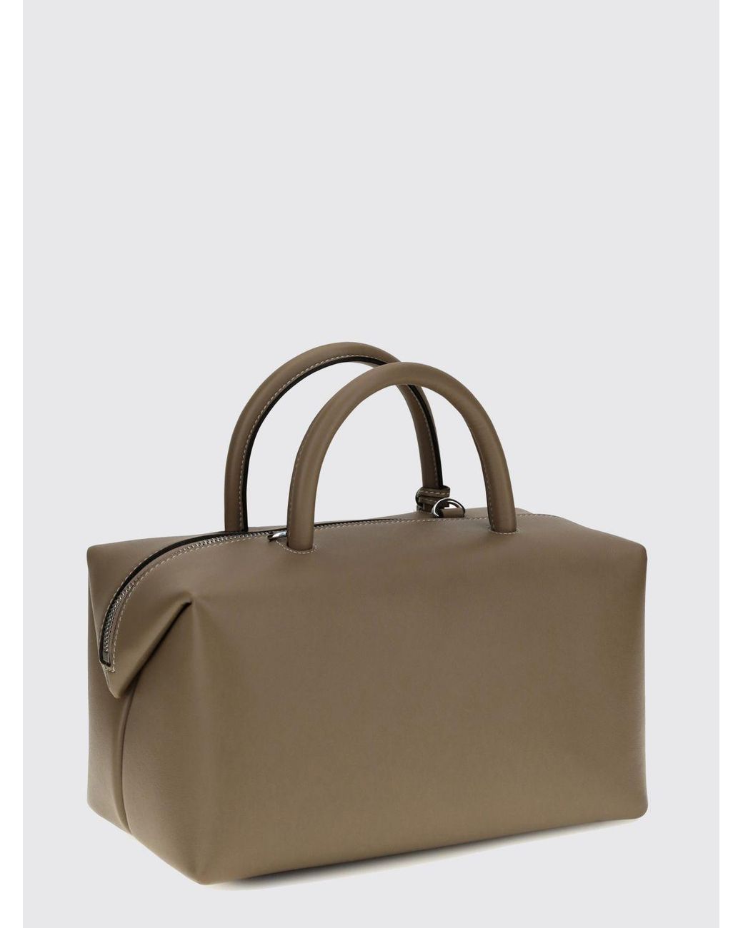 Max Mara Brown Holdall Smooth Calfskin Leather Boston Bag With Logo Charm