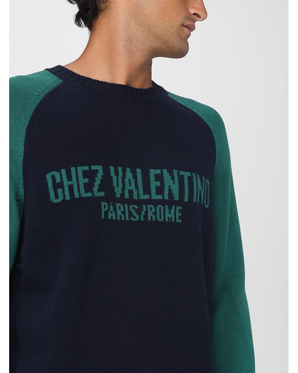 Valentino Blue Jacquard Chez Sweater for men
