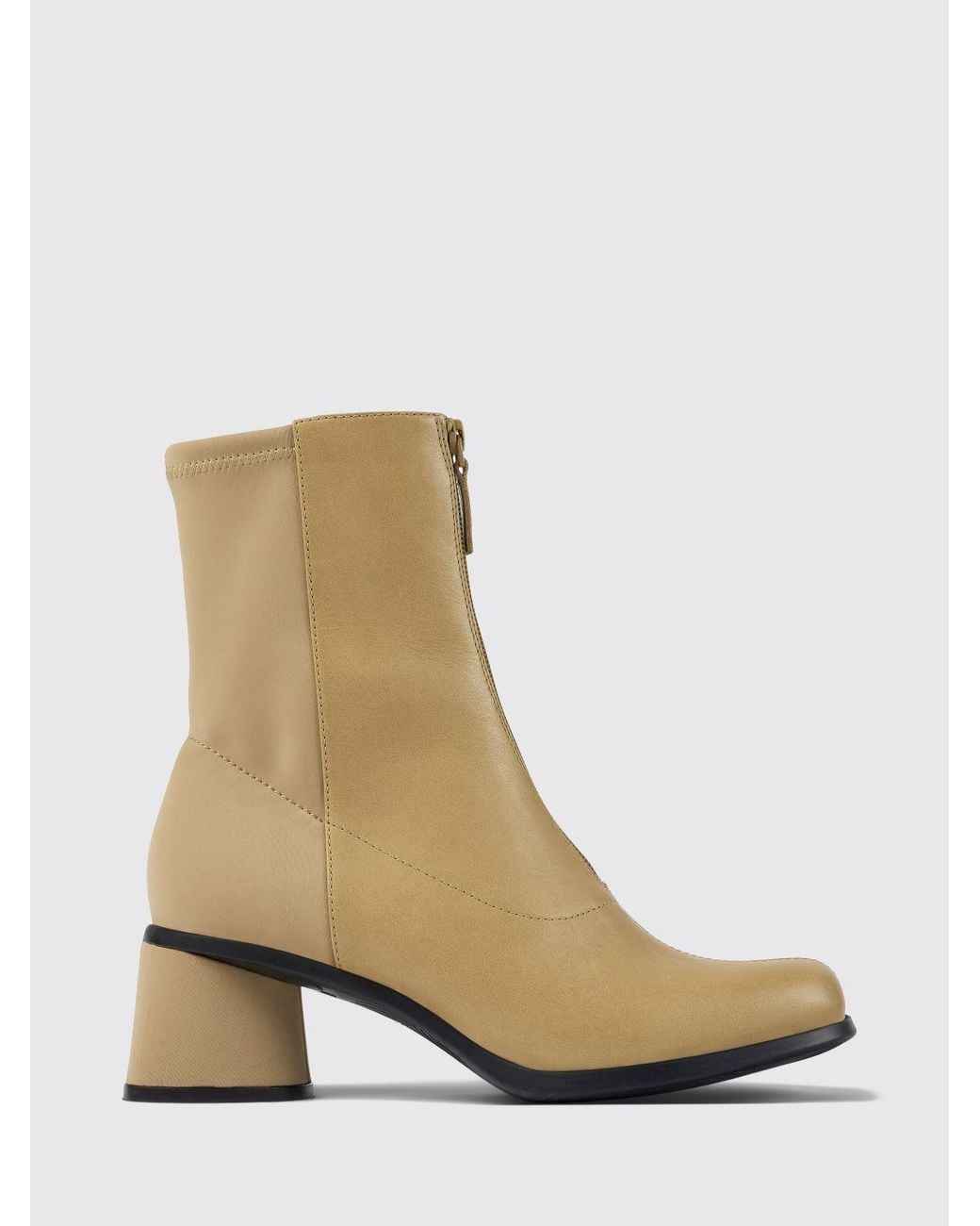 Camper White Kiara Bicolour Smooth Leather Ankle Boots With Medium Heel